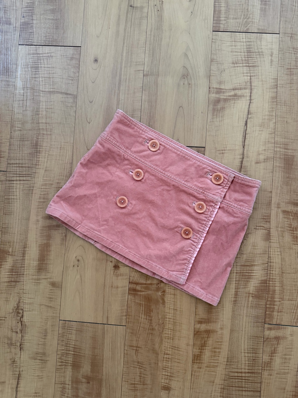 Abercrombie & Fitch Pink Corduroy Velour Button-Front Low Rise Mini Skirt